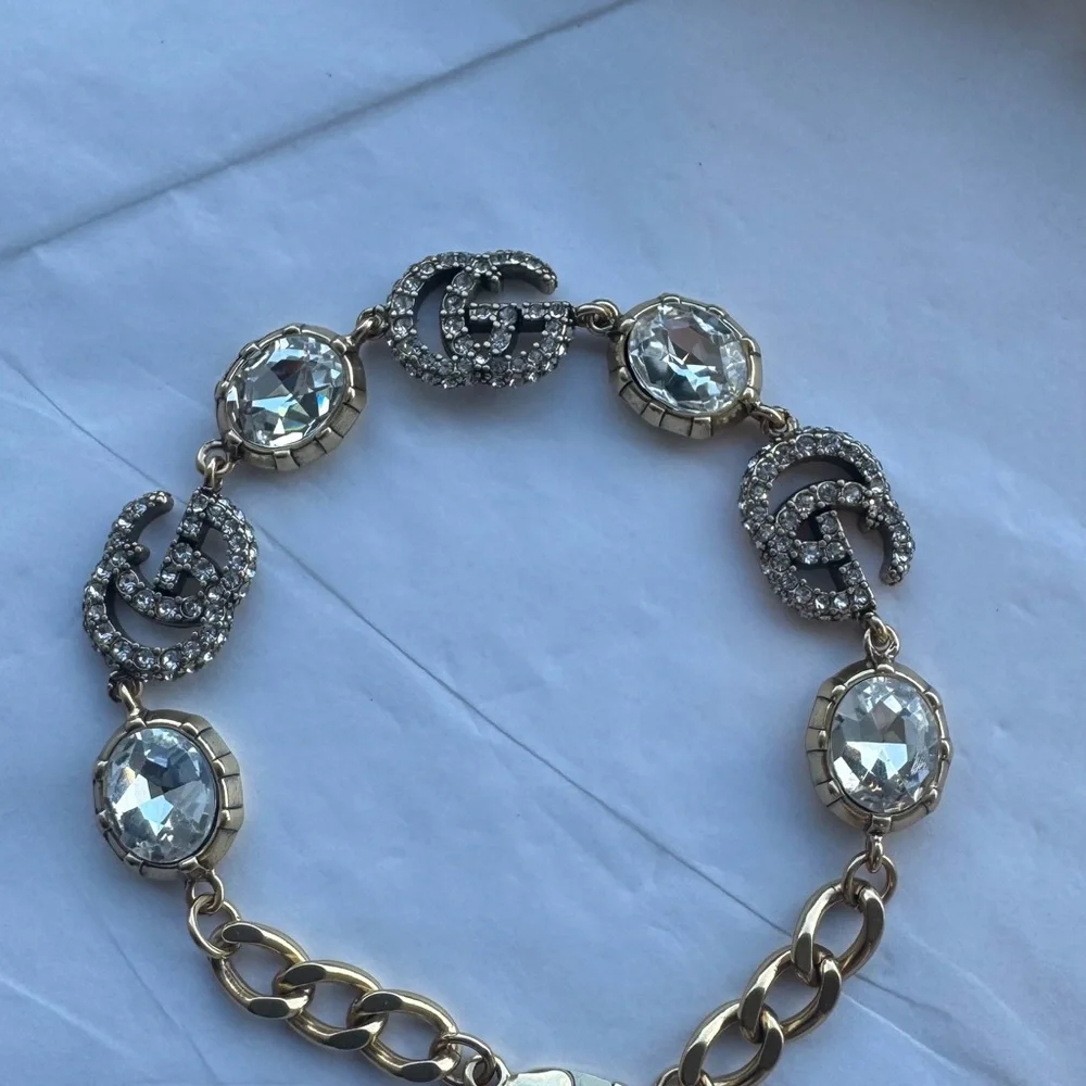 Gucci Crystal-Embellished Gold and Silver Bracelet - Picture 9 of 12